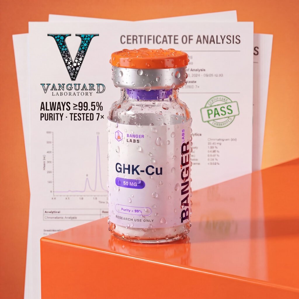 GHK-Cu 50mg — Vanguard Laboratory Certificate of Analysis, ≥99.5% purity