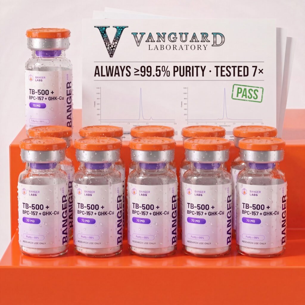 GLOW Full Kit (10 Vials) — 40% Off 70mg — Vanguard Laboratory Certificate of Analysis, ≥99.5% purity