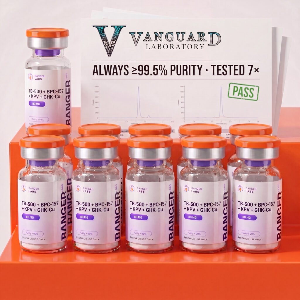 TB-500 + BPC-157 + KPV + GHK-Cu Full Kit (10 Vials) — 40% Off 80mg — Vanguard Laboratory Certificate of Analysis, ≥99.5% purity