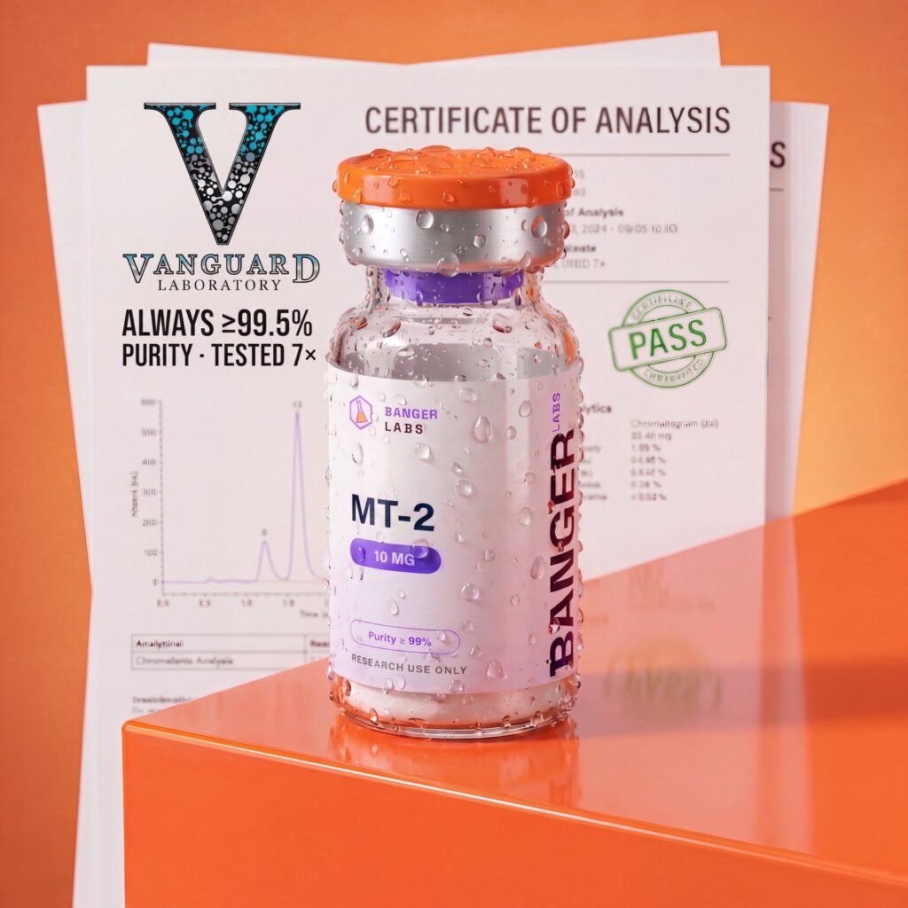 MT-2 10mg — Vanguard Laboratory Certificate of Analysis, ≥99.5% purity