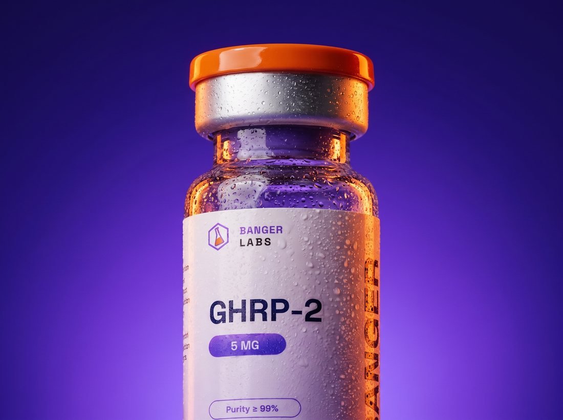 GHRP-2 vial — research-grade detail