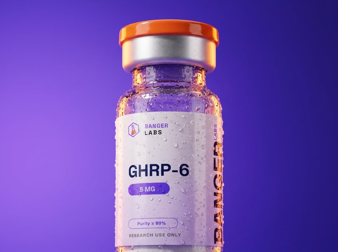 GHRP-6 vial — research-grade detail