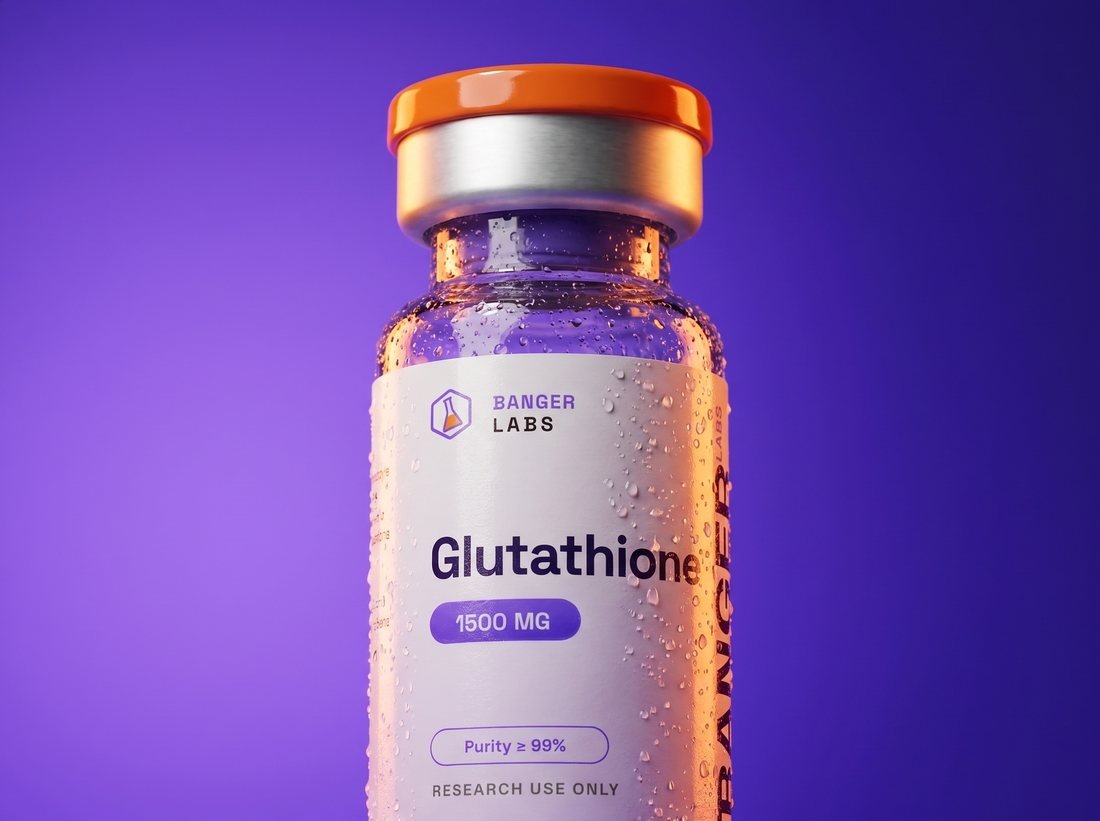 Glutathione vial — research-grade detail