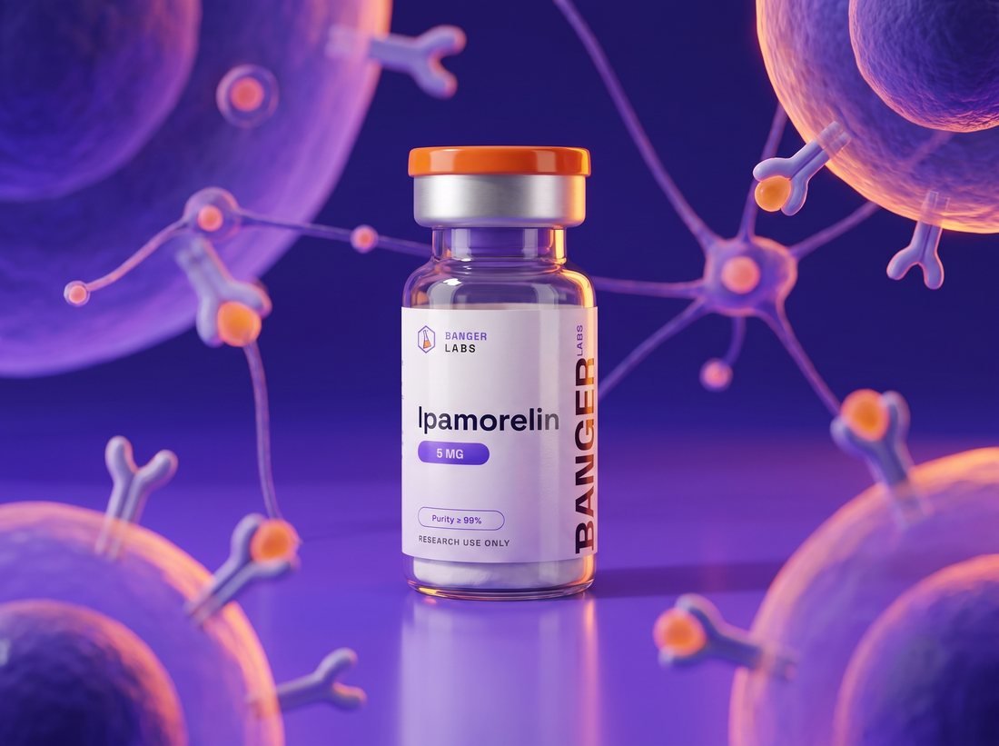 Ipamorelin — receptor & cell-signaling research illustration