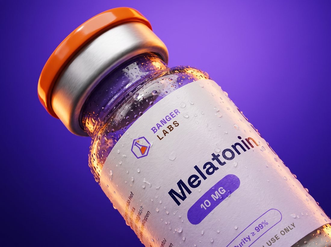 Melatonin vial — research-grade detail